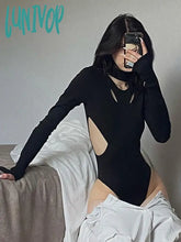 Lunivop Y2K Punk Sexy Hollow Out Women Bodysuits Gothic Grunge Irregular Patchwork Techwear Tops